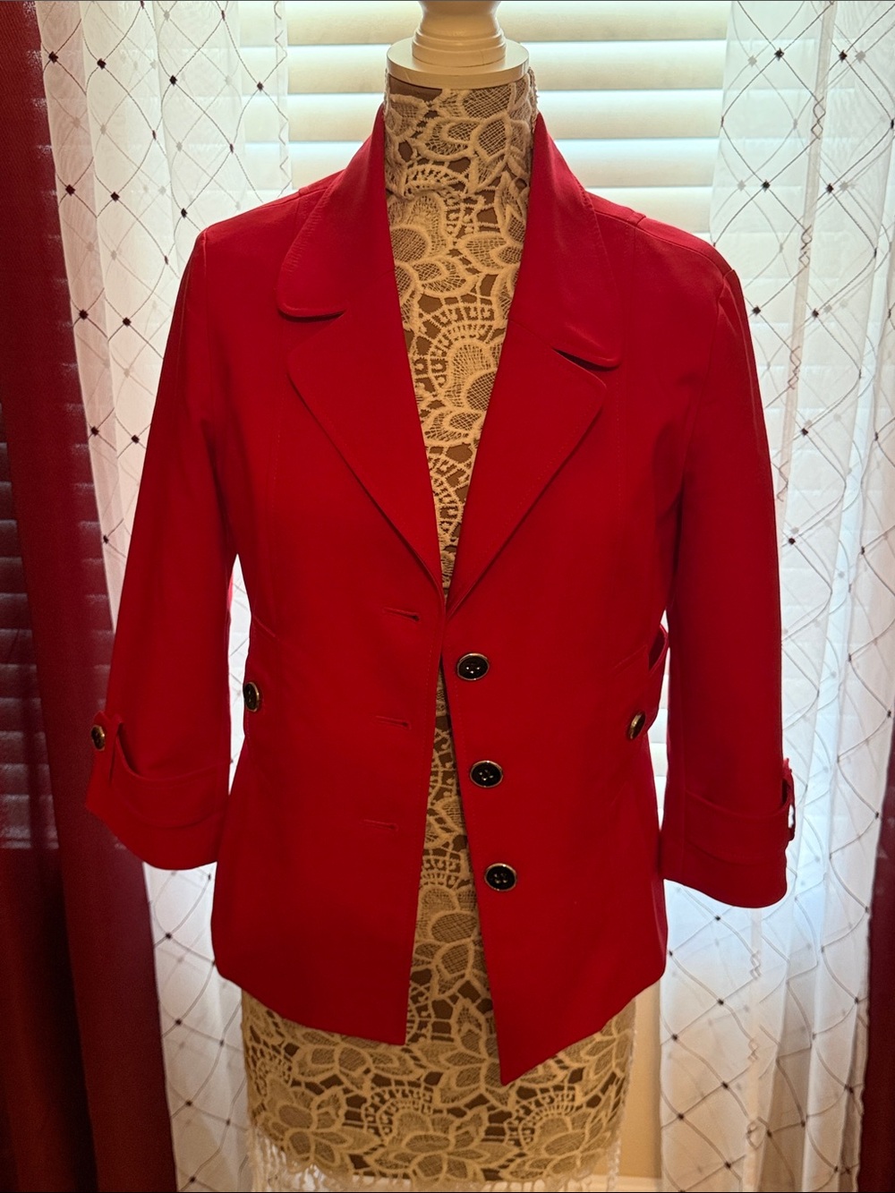 Kasper Women’s Bright Red Tailored Blazer Jacket